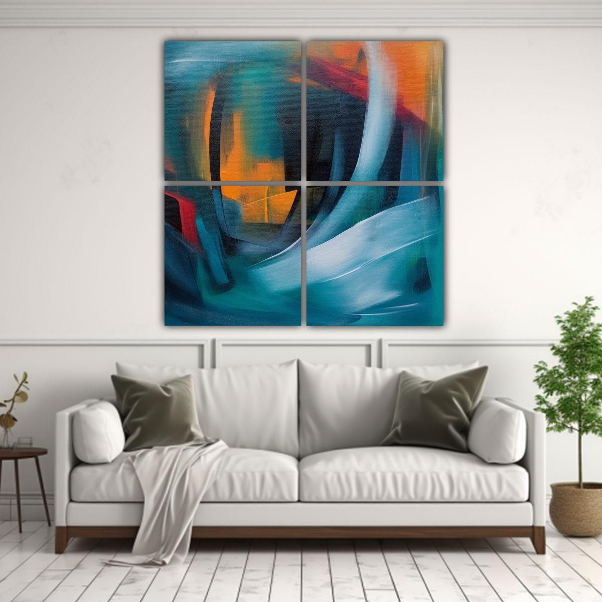 Cuatro Composiciones Tela Sublimada Abstracta 60x60 Cm-2