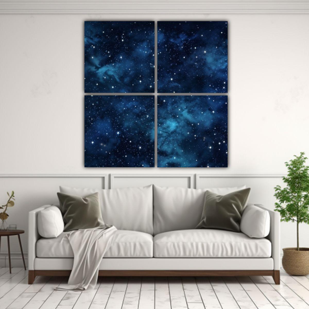 Cuatro Lienzos Movimiento Estrellas Textura Alta 160x160 Cm-2