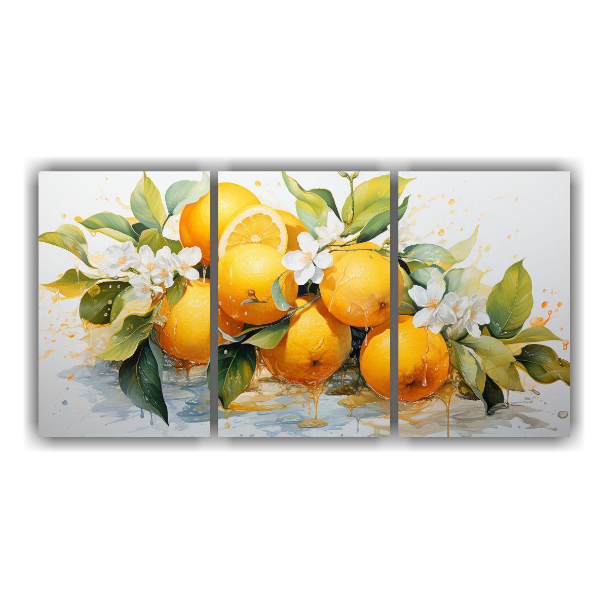 Tríptico Tela Moderno Textura Árbol Naranja 240x120 Cm-0