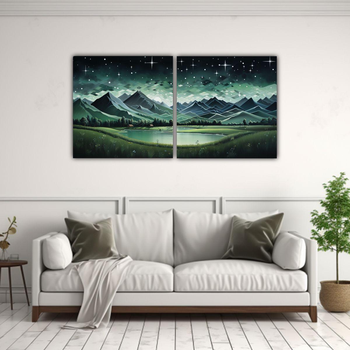 Cuadro Vintage De Paisaje De Montaña Con Estilo 120x60 Cm-2