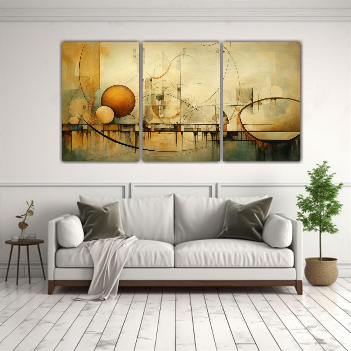 Pinturas Abstractas Simétricas De La Era Dorada 90x45 Cm-2