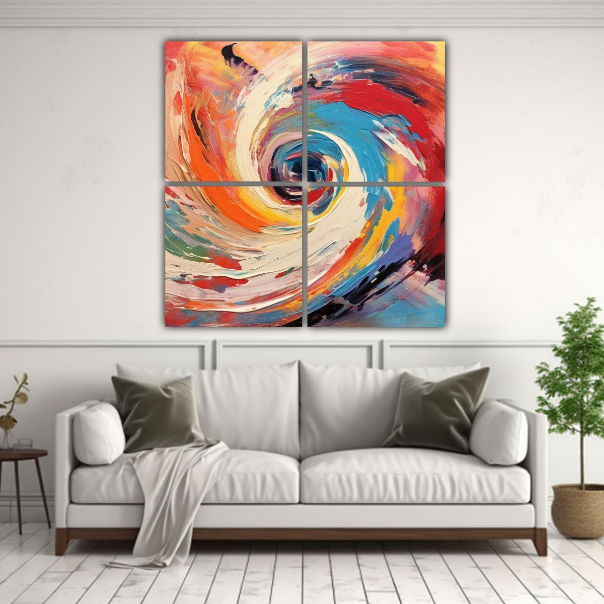 Abstracto Cuadro Lienzo Colores Motivos Pintura 160x160 Cm-2
