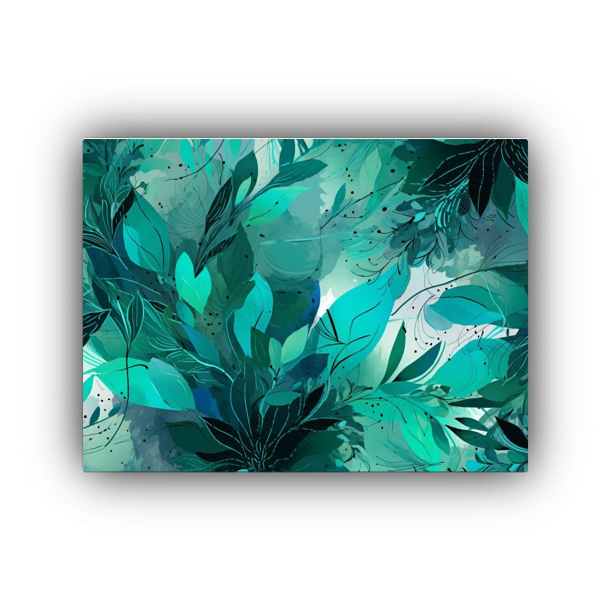 Pinturas Tela Canvas Verde Y Turquesa. Ambiente Neonoir. 50x40cm-0