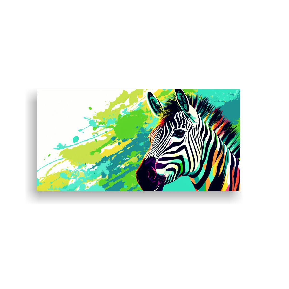 Pintura Decorativa: Zebra En Colores Pastel Y Verd 140x70cm-0