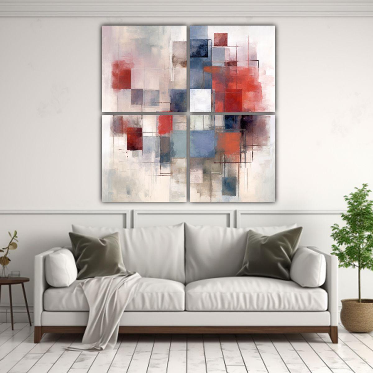 Cuatro Telas En Bastidor Exposición Abstracta 200x200 Cm-2