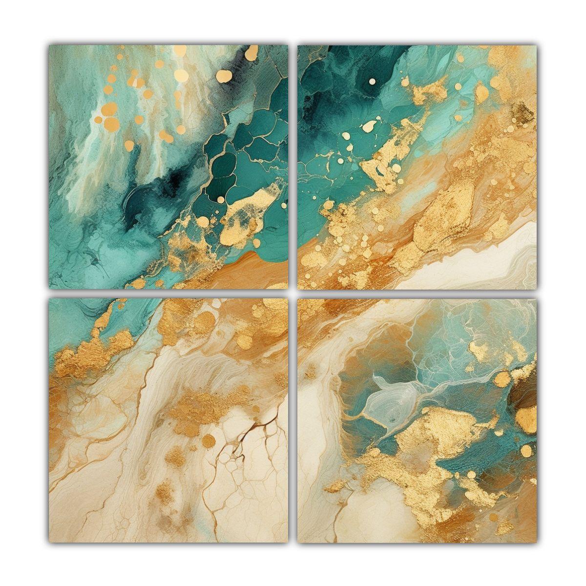 Pintura Acuarela Estilo Decorativo Líneas Arte 120x120 Cm-0
