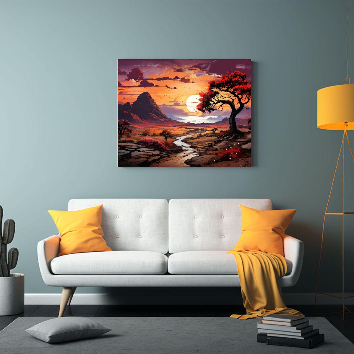Cuadros Decorativos Equilibrados: Joshua Tree En Tonos Morad 40x30cm-2