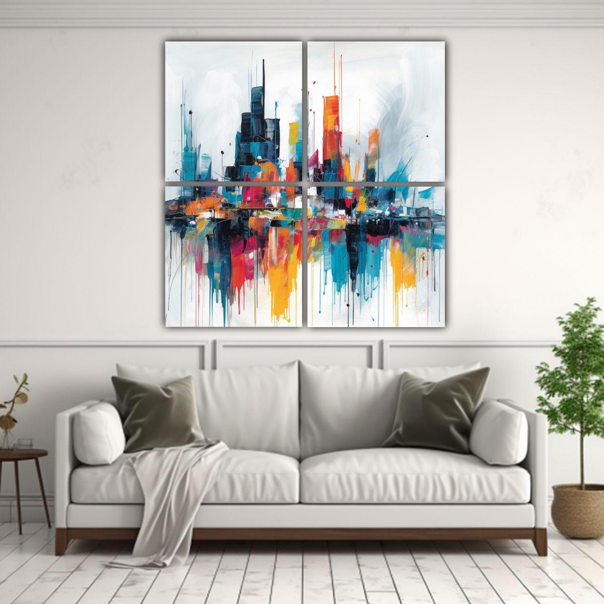 Abstracto Pintura Lienzo Combinación Elementos 180x180 Cm-2