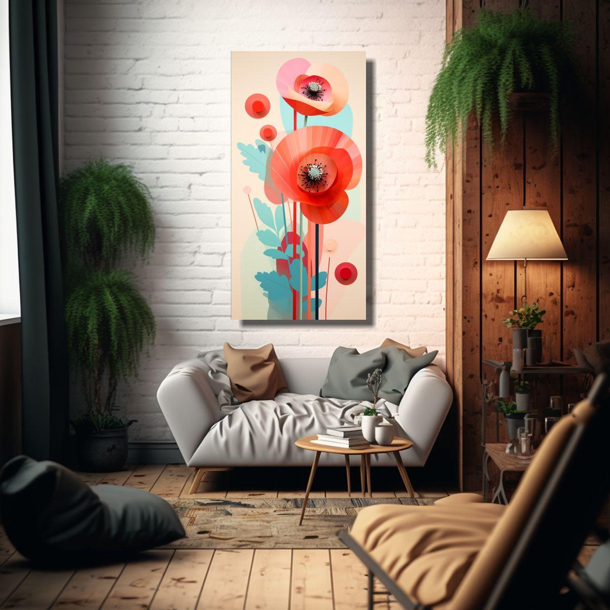 Pinturas Decorativas Abstractas Con Flores Pop 50x100cm-2