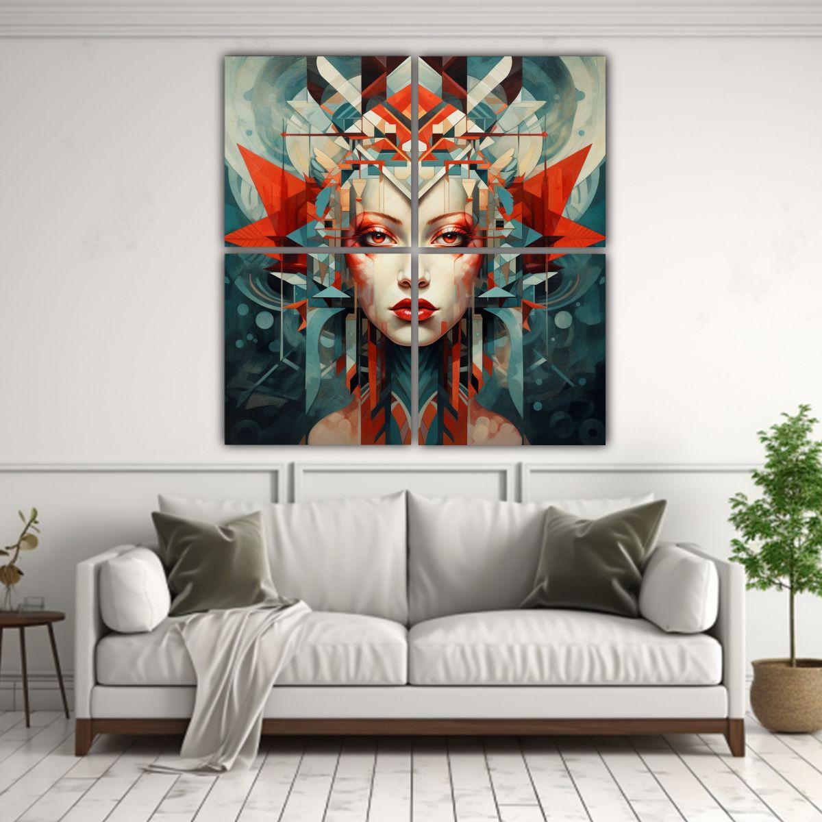 Cuadro Decorativo Arte Geométrico Abstracto 200x200 Cm-2