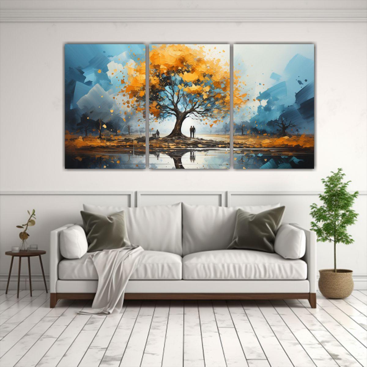 Pintura Abstracta De árbol De Roble En Colores 150x75 Cm-2