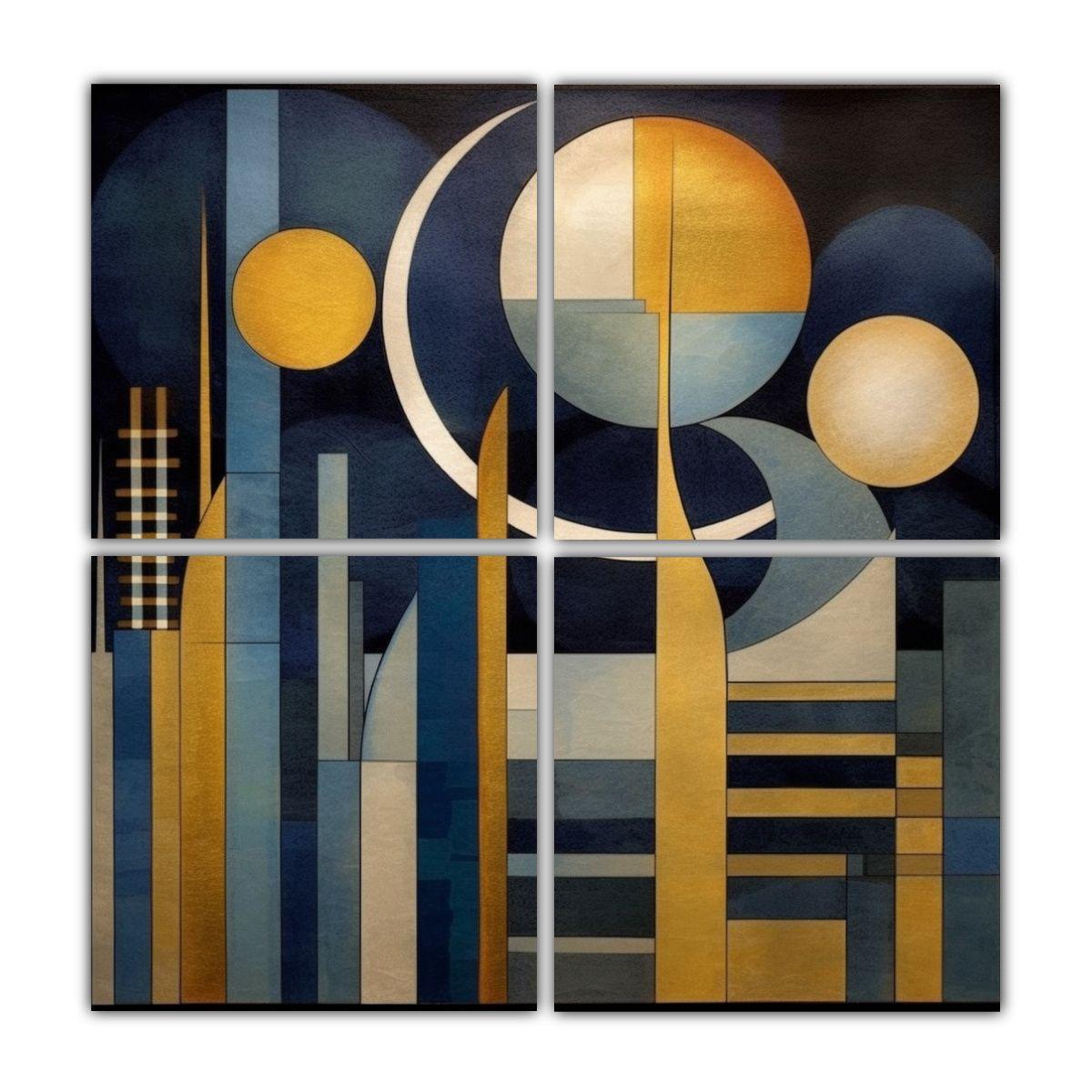 Cuatro Lienzos Escena 85 Abstracto Conceptual De 160x160 Cm-0