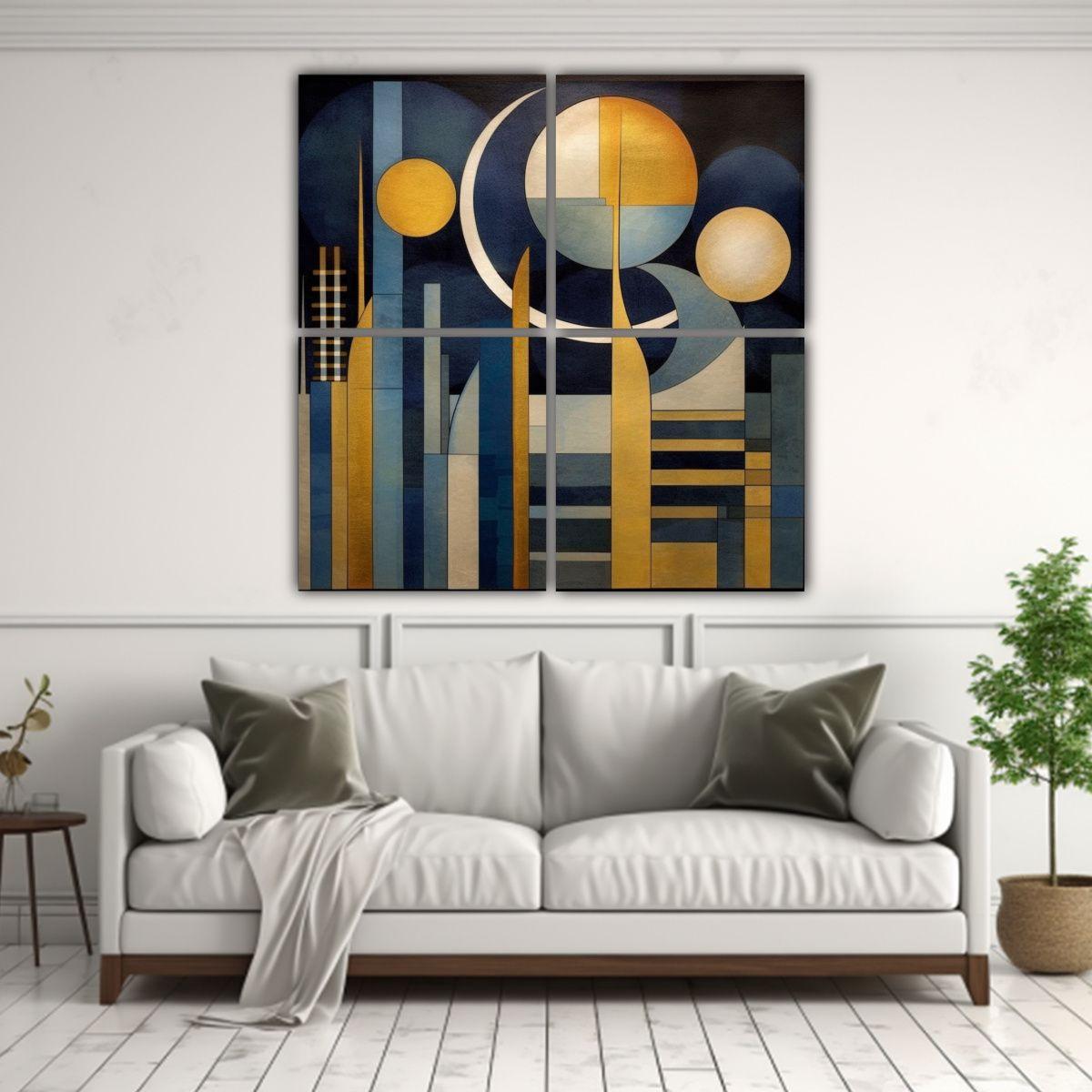 Cuatro Lienzos Escena 85 Abstracto Conceptual De 160x160 Cm-2