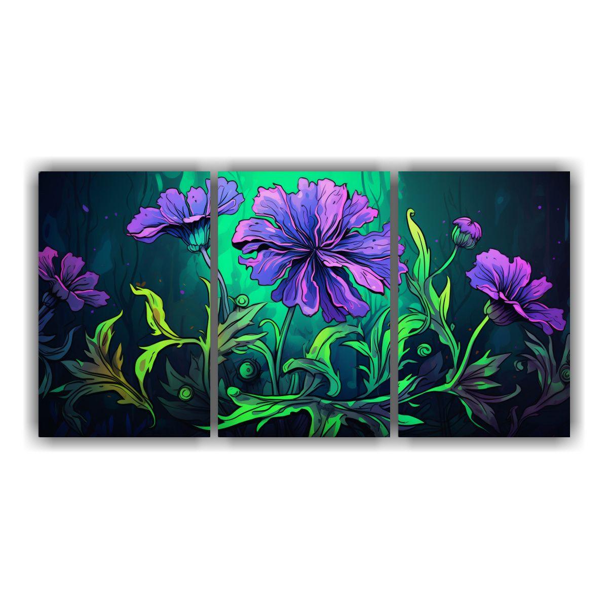 Juego 3 Lienzos Movimiento Reflejo Hierbas 90x45 Cm-0