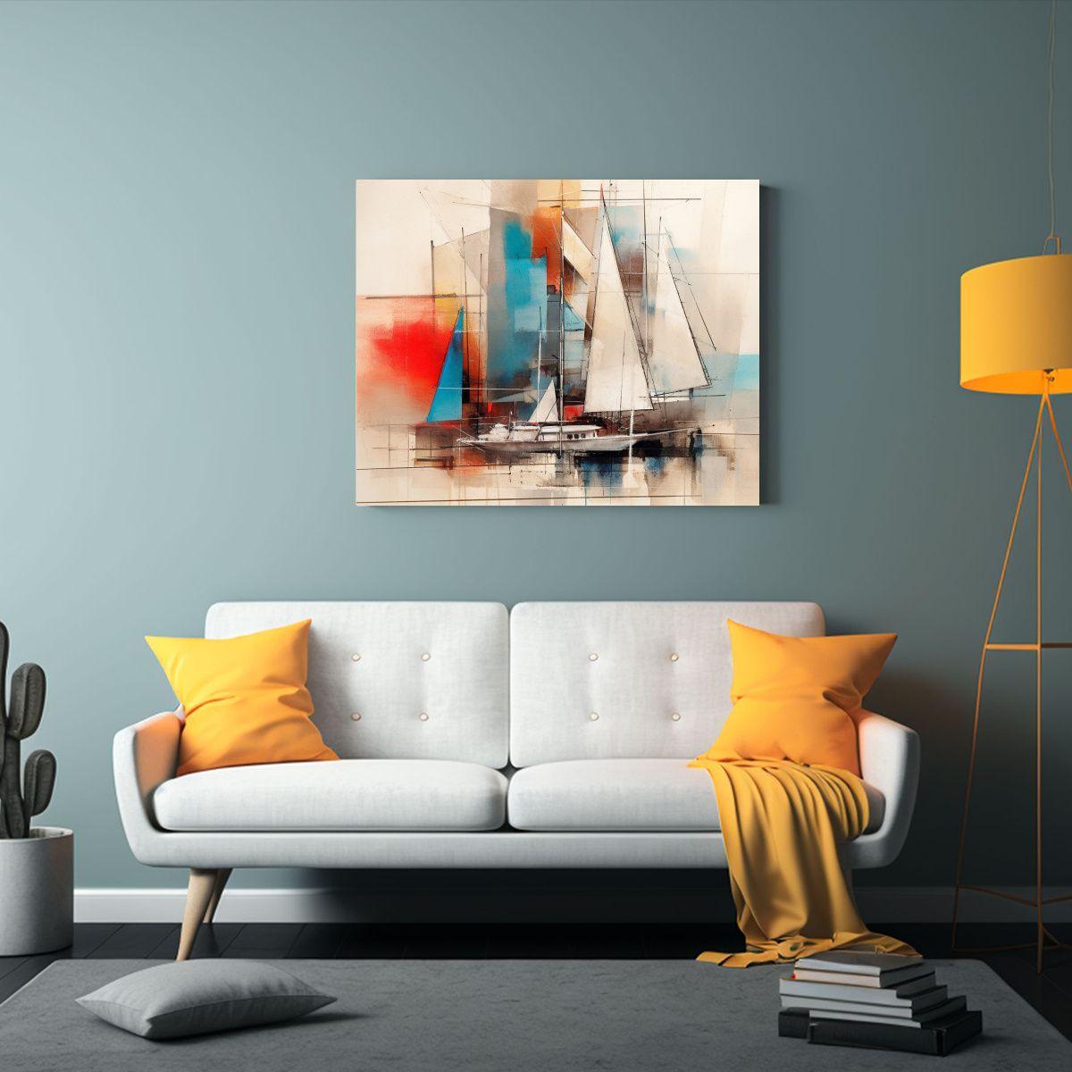 Cuadro Náutico: Pintura Marina En Lienzo De Alta Calidad 45x30cm-2