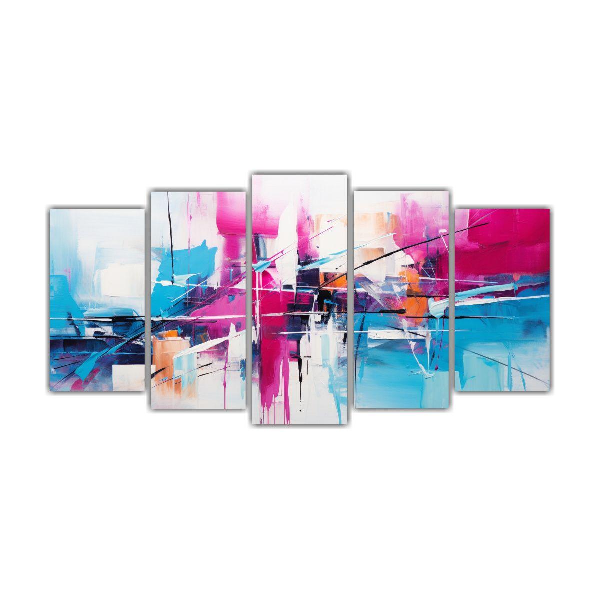 Pinturas Abstractas Para Comedor: Cinco Cuadros 150x75 Cm-0