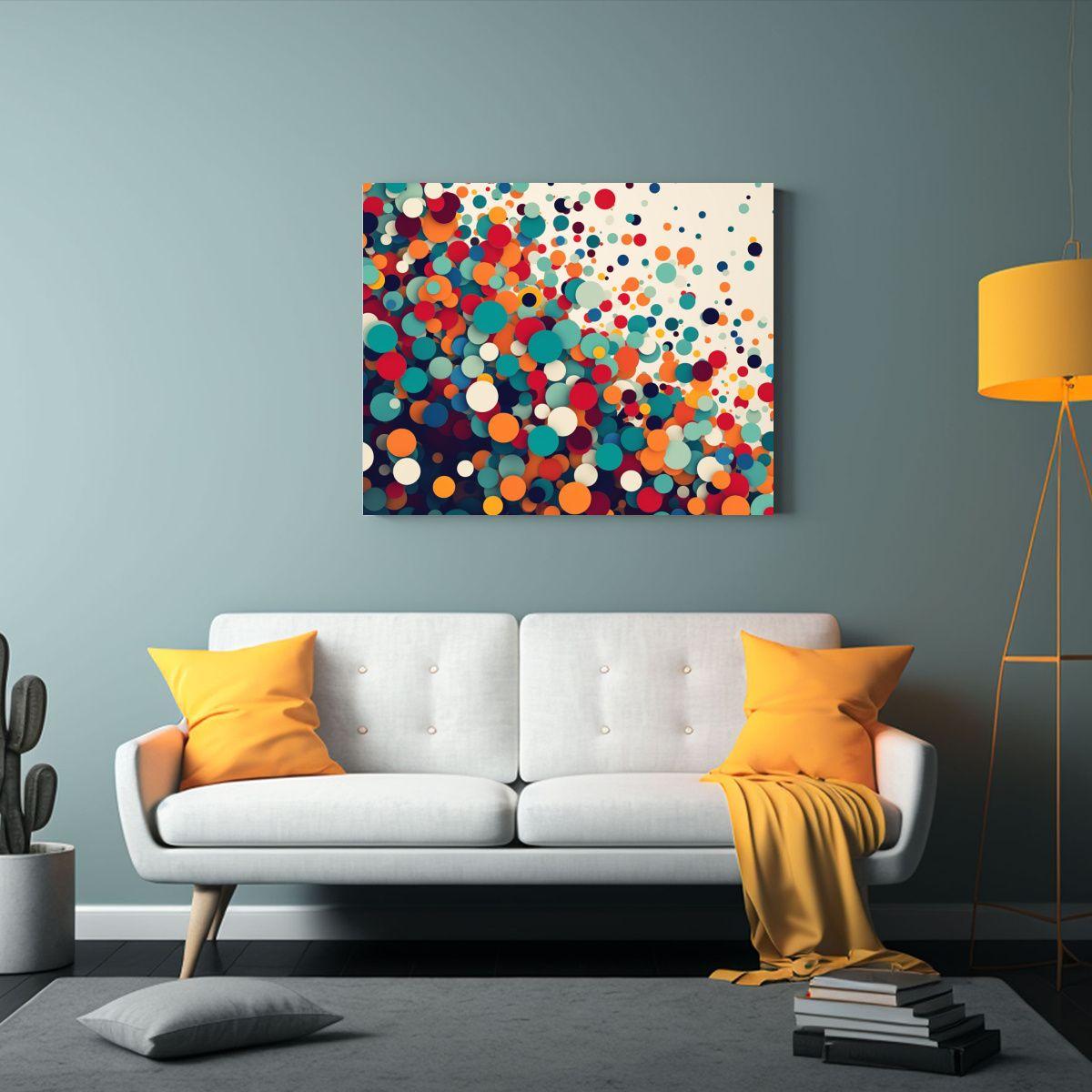 Pintura En Bastidor Composición Visual Salpicadura De Punto 40x30cm-2