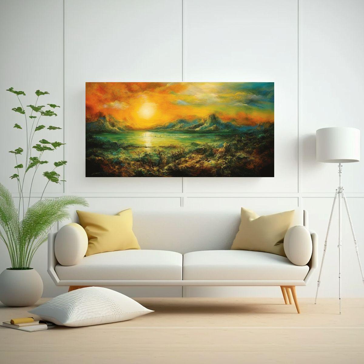 Paisaje Inspirador Pintado Por Affandi 140x70cm-2