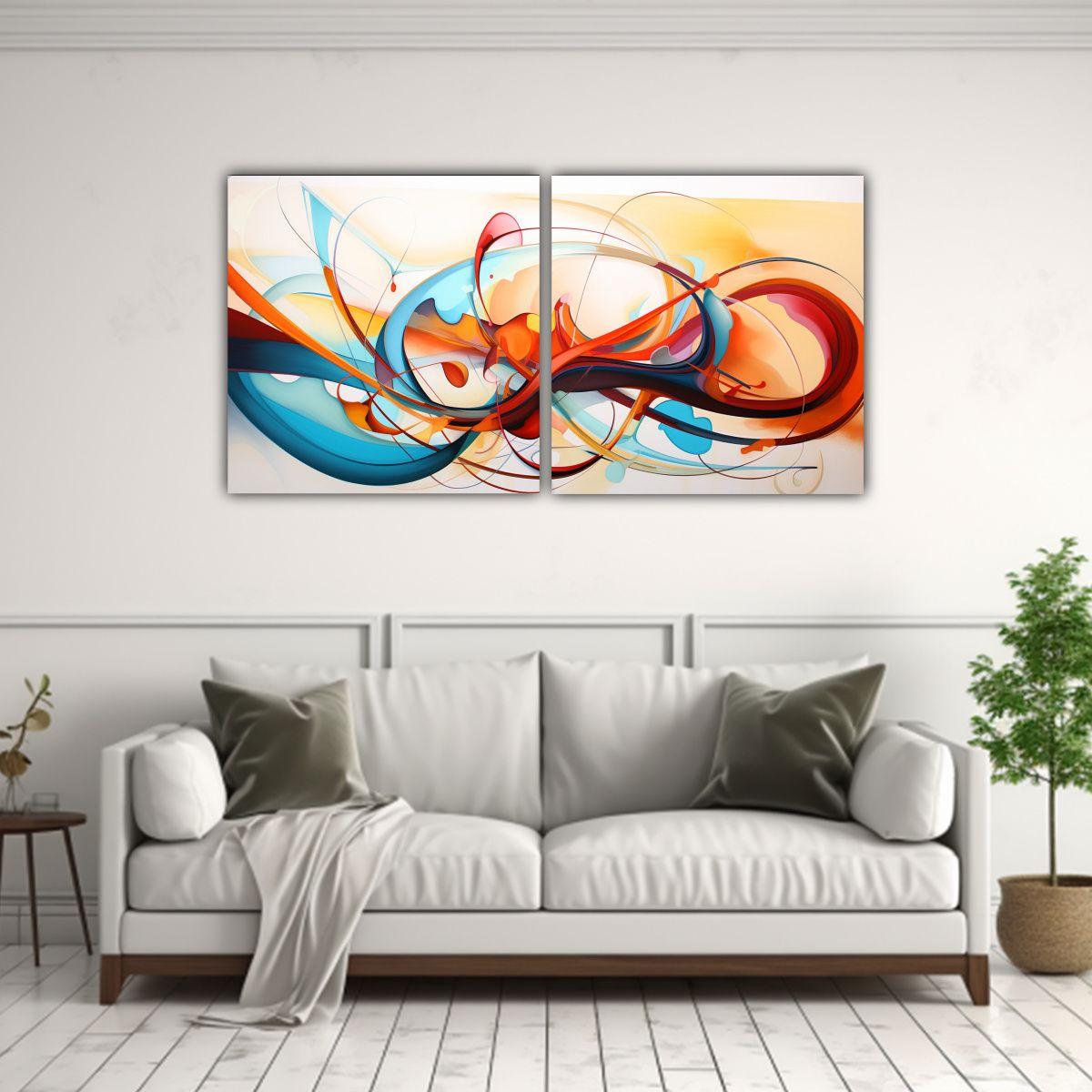 Pinturas Abstractas Vintage De Equilibrio Visual 80x40 Cm-2