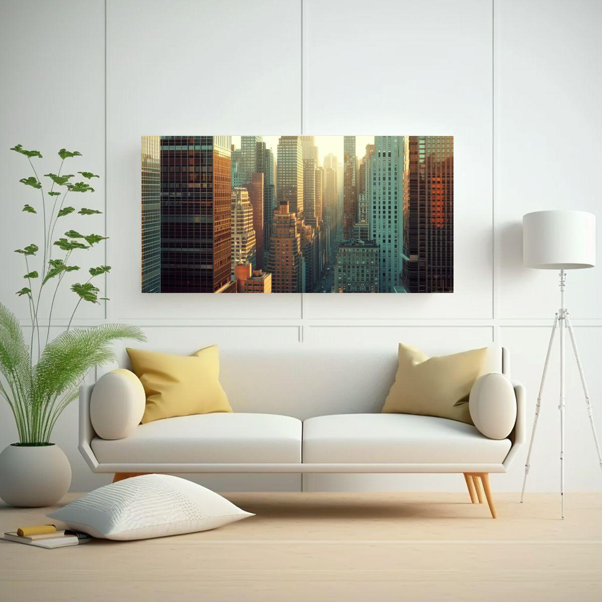 Cuadro Dibujo Armonía Cromática Edificios Altos 140x70cm-2