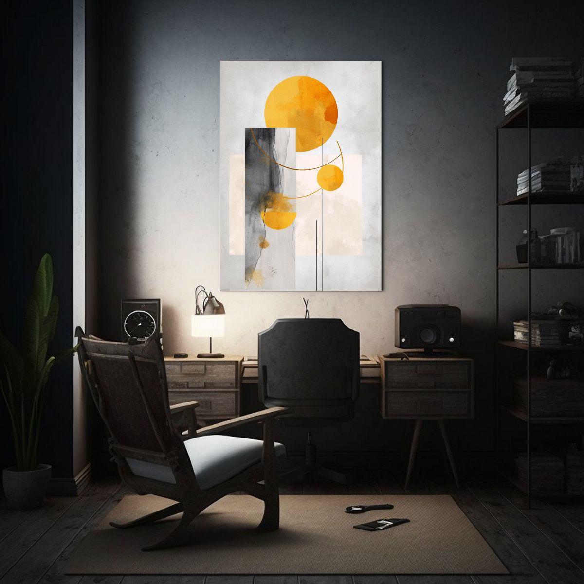 Cuadro Minimalista De Composición Artesanal En Círculo Dor 60x90cm-2