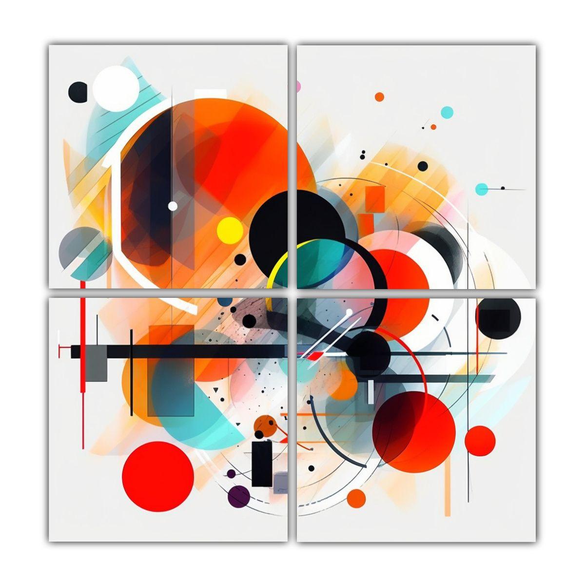 Cuatro Composiciones Tonos Elegante Arte 40x40 Cm-0