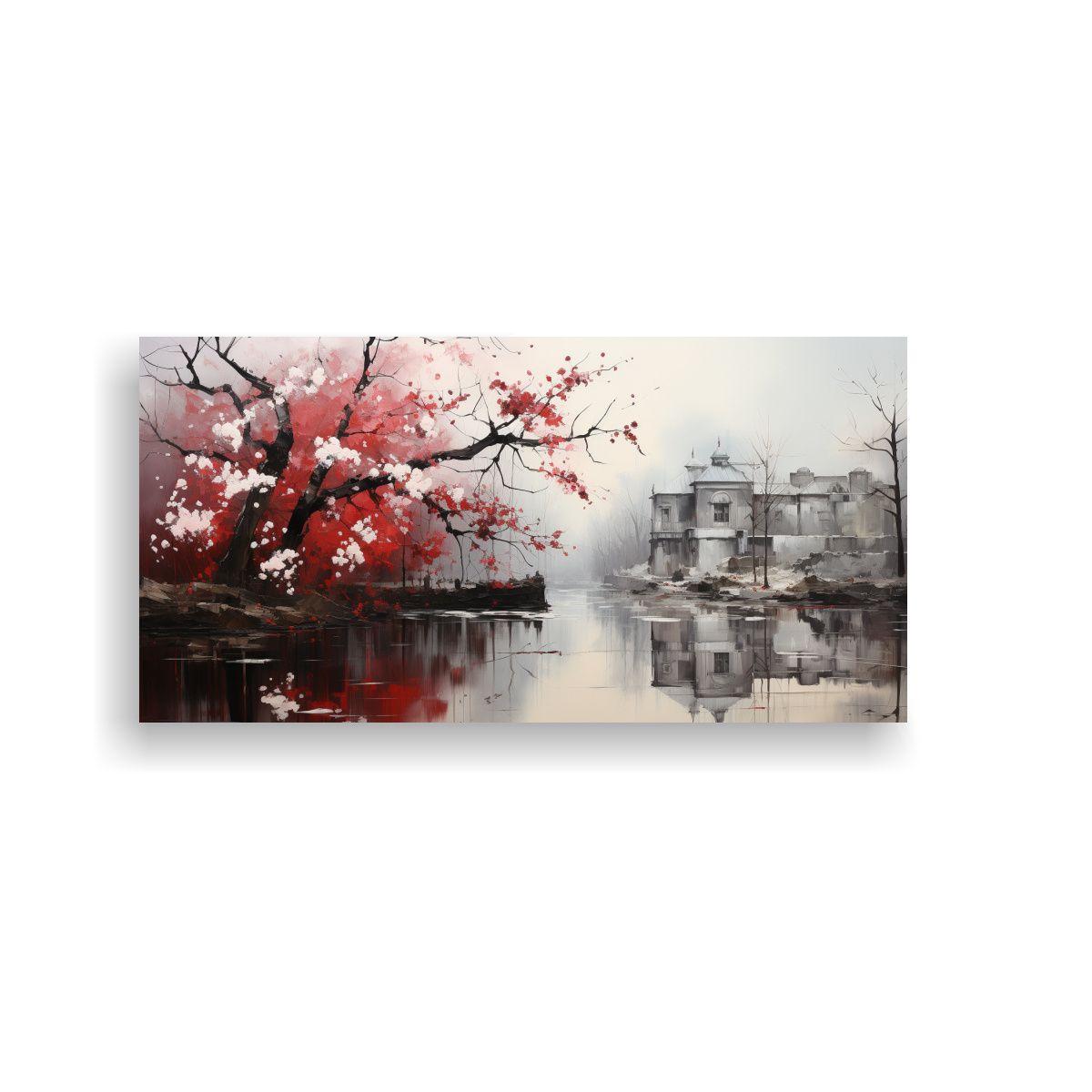 Cuadro Abstracto De árboles En Plata Y Blanco 60x30cm-0