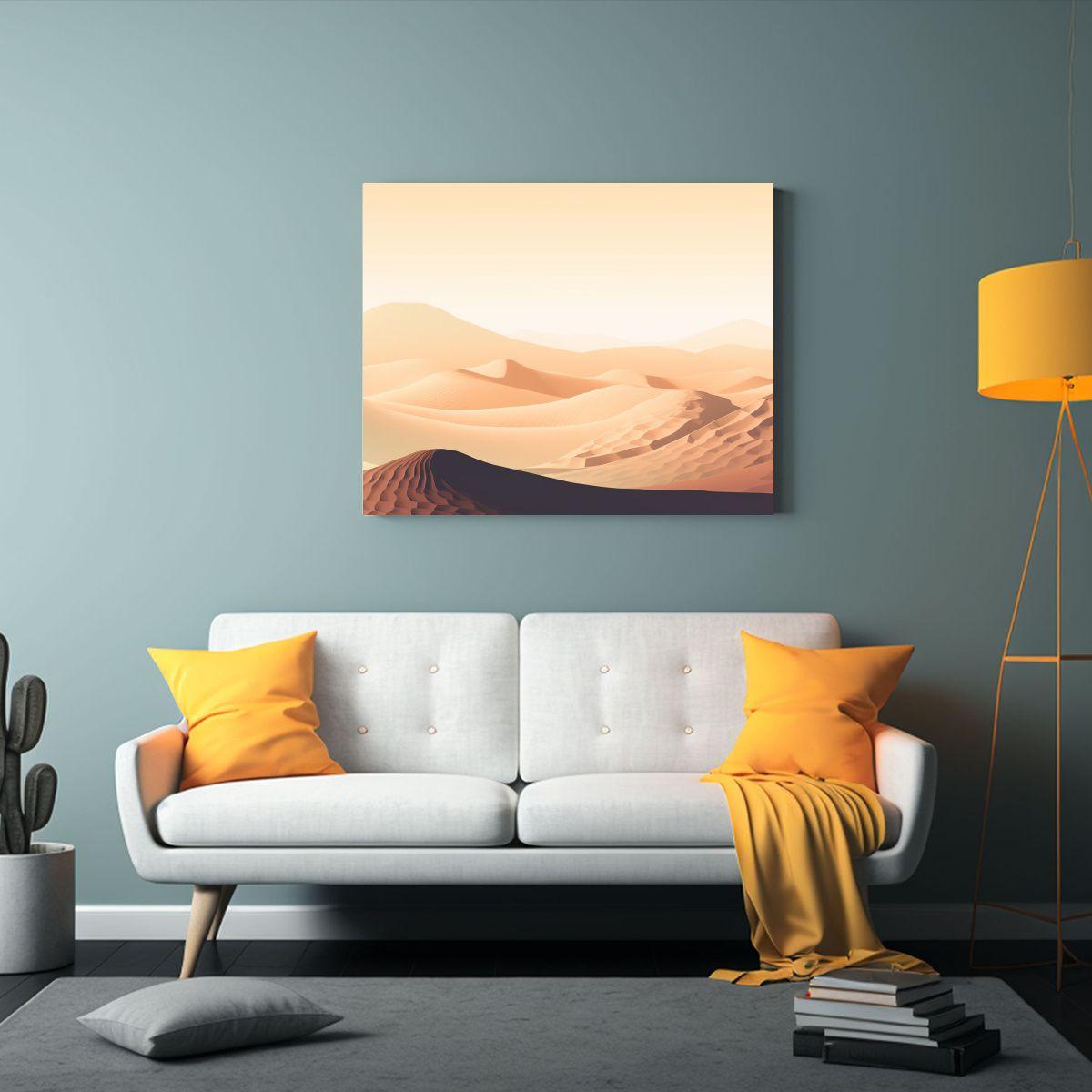 Pintura Minimalista Paisaje Tonos Blanco Marrón Beige Arte  65x50cm-2