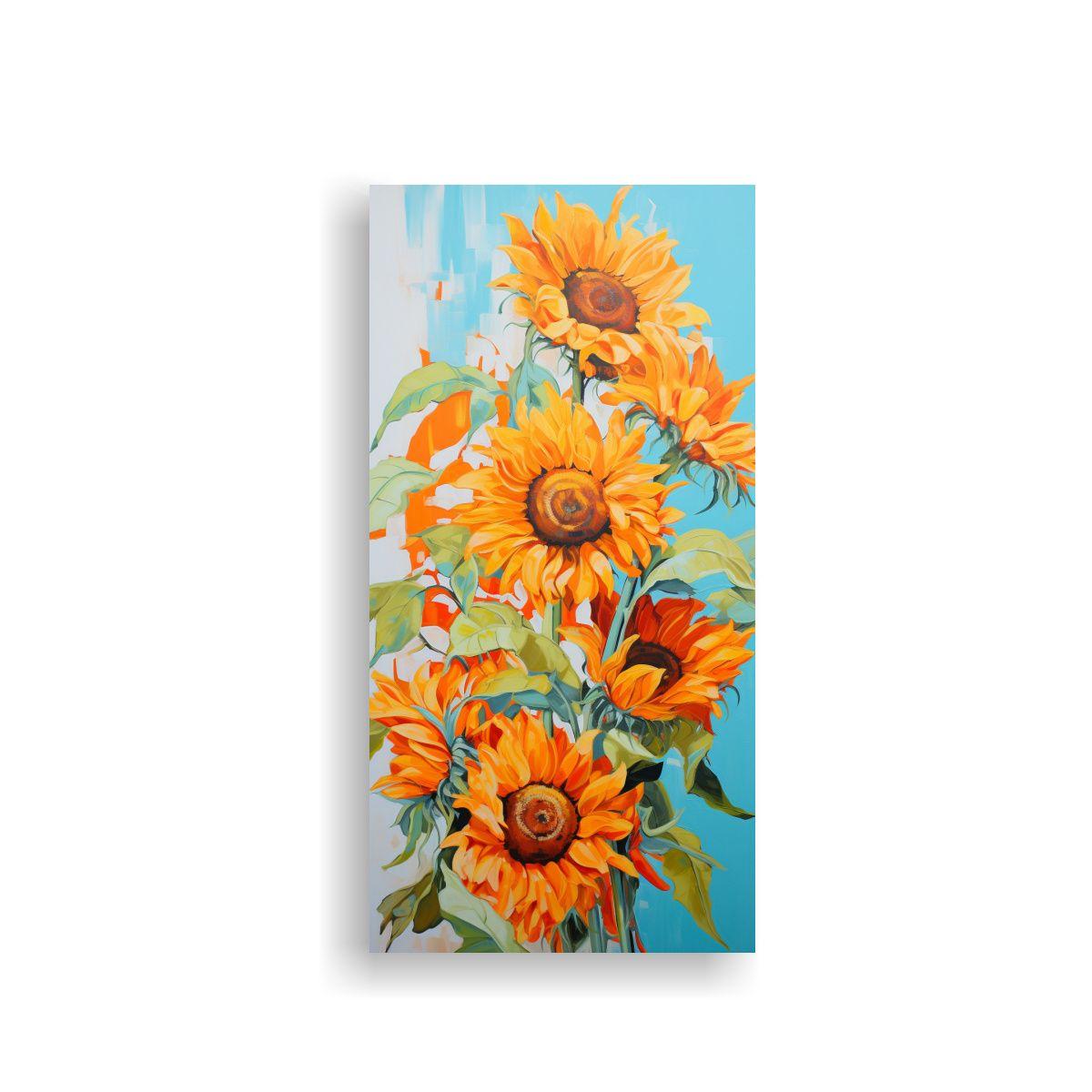 Cuadro Concepto Elegante De Girasoles Naranjas En 50x100cm-0