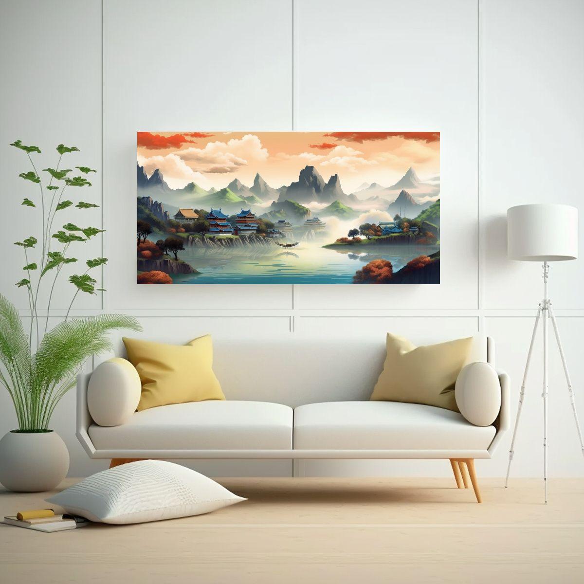 Pinturas Decorativas De Paisaje Chino En Estilo 80x40cm-2