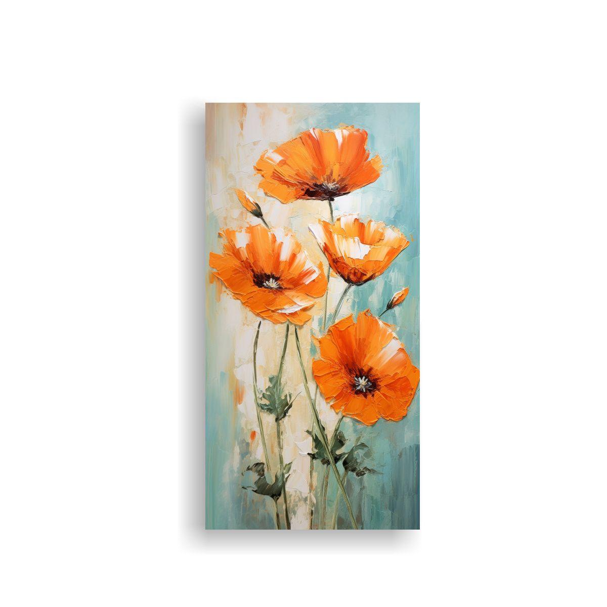 Cuadro Acuarela Impresionante De Amapolas Naranjas 80x160cm-0