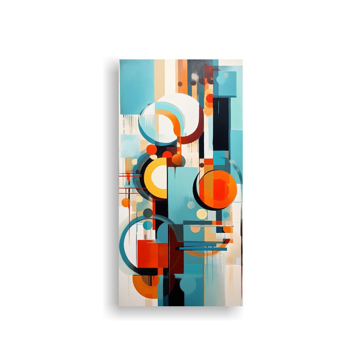 Pintura Abstracta Amarillo Azul Refinado En Tela 30x60cm-0