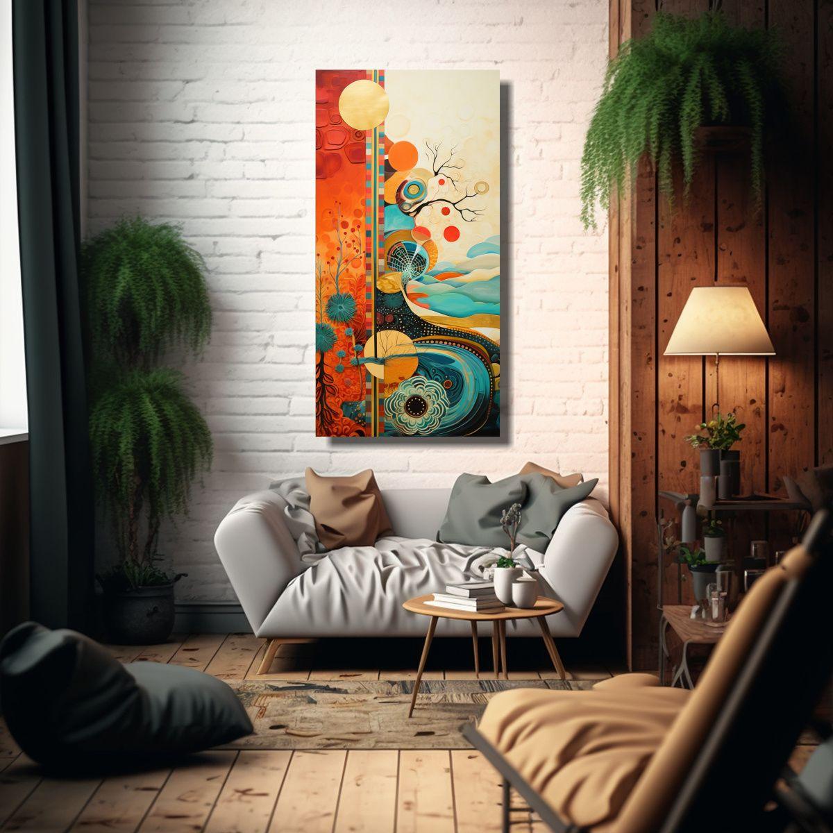 Cuadro Conceptual Modernidad: Fusión De Patrones 50x100cm-2