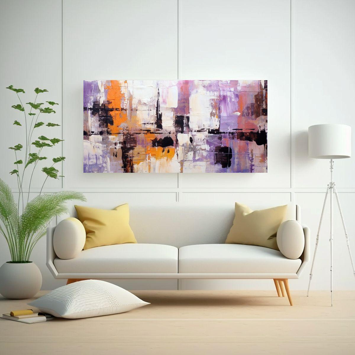 Pinturas Acrílicas Abstractas Estilo De Goteo. 100x50 Cm-2