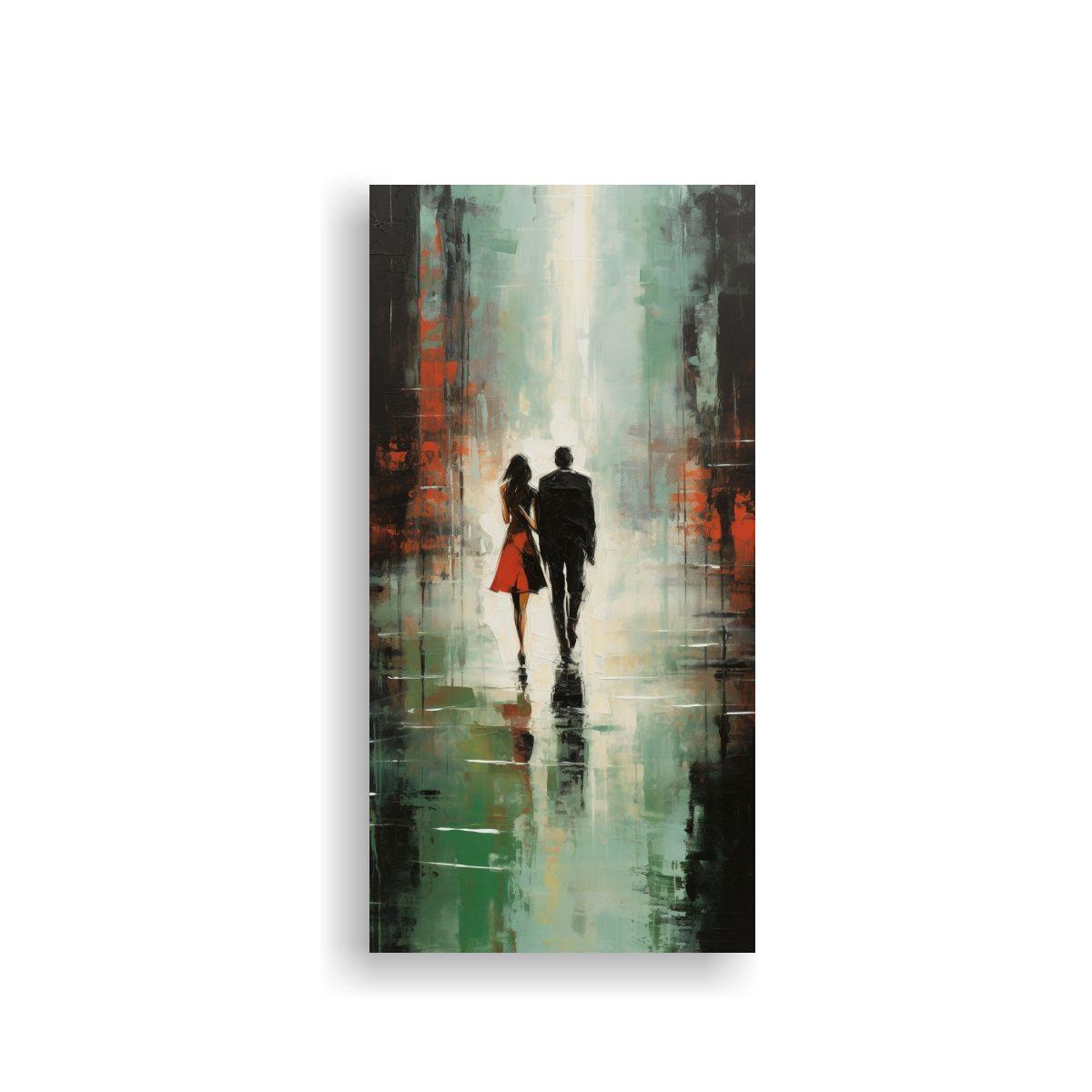 Pintura Rectangular Cuadro De Personas Caminando 20x40cm-0