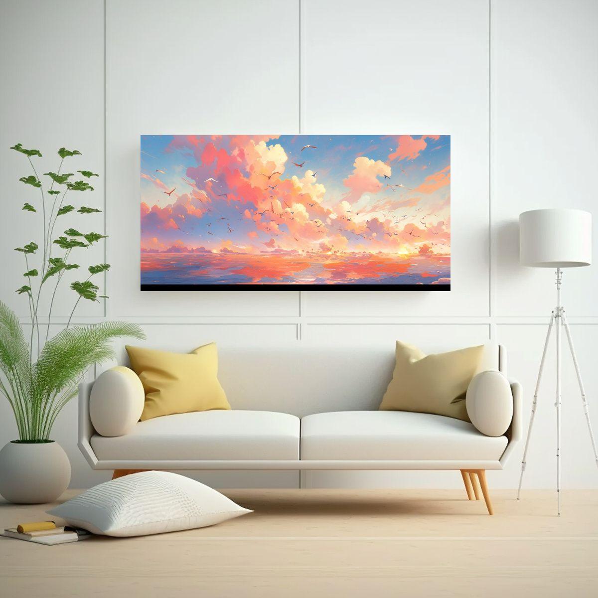 Cuadro Abstracto Detalle Cielo Y Mar Arcoíris 160x80cm-2