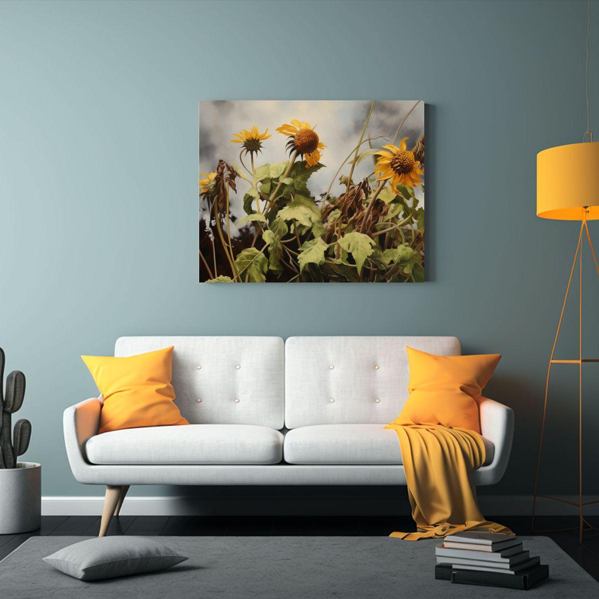 Pintura Abstracta De Flores De Topinambur En Alta Resolució 40x30cm-2