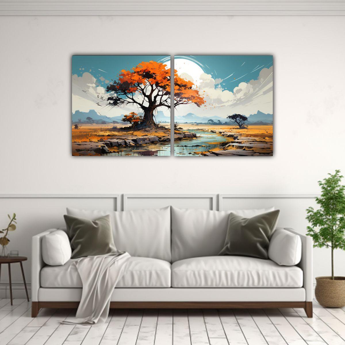 Pinturas Decorativas De Savanna Y Desert Tree En 60x30 Cm-2
