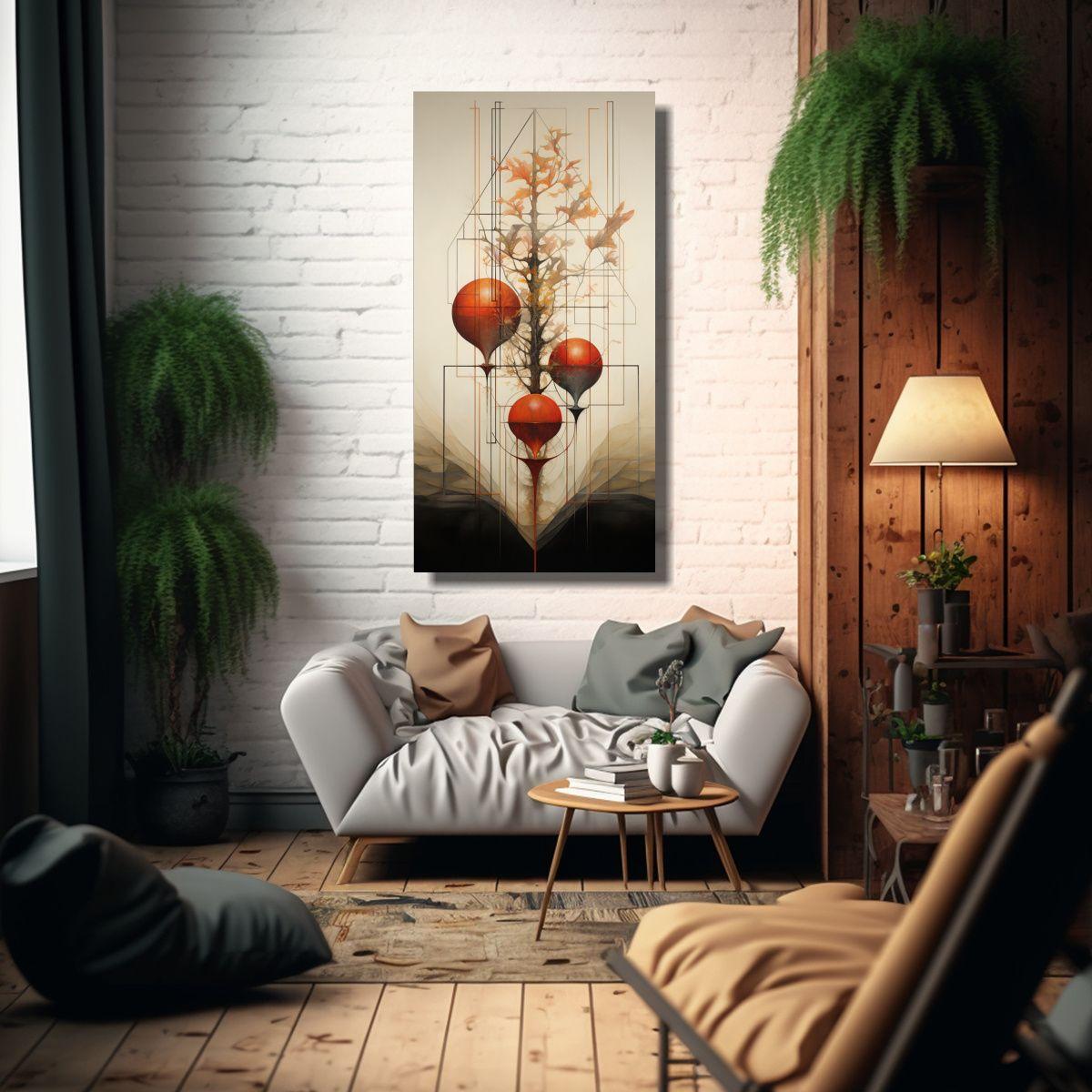 Cuadro Tema Protagonismo Fusión De Geometría 50x100cm-2