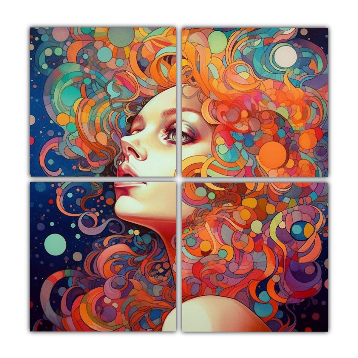 Cuatro Lienzos De Tela Inspirados En Arte 80x80 Cm-0