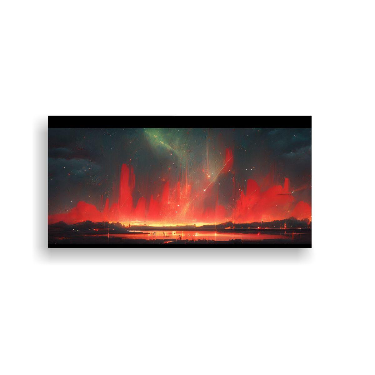 Pintura Abstracta De Auroras Boreales Con Colores  140x70cm-0