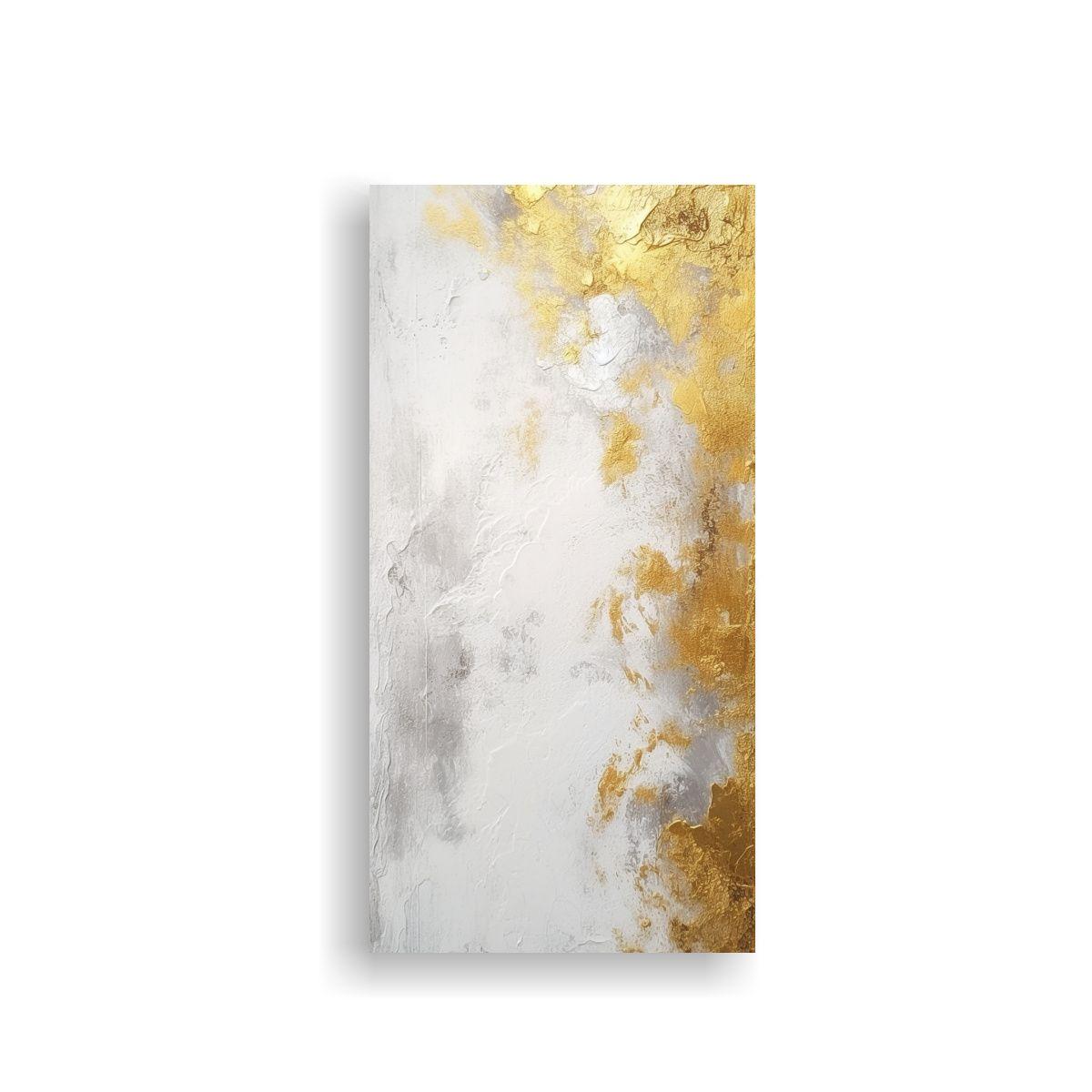 Pintura Decorativa En Bastidor Con Textura Dorada 20x40cm-0