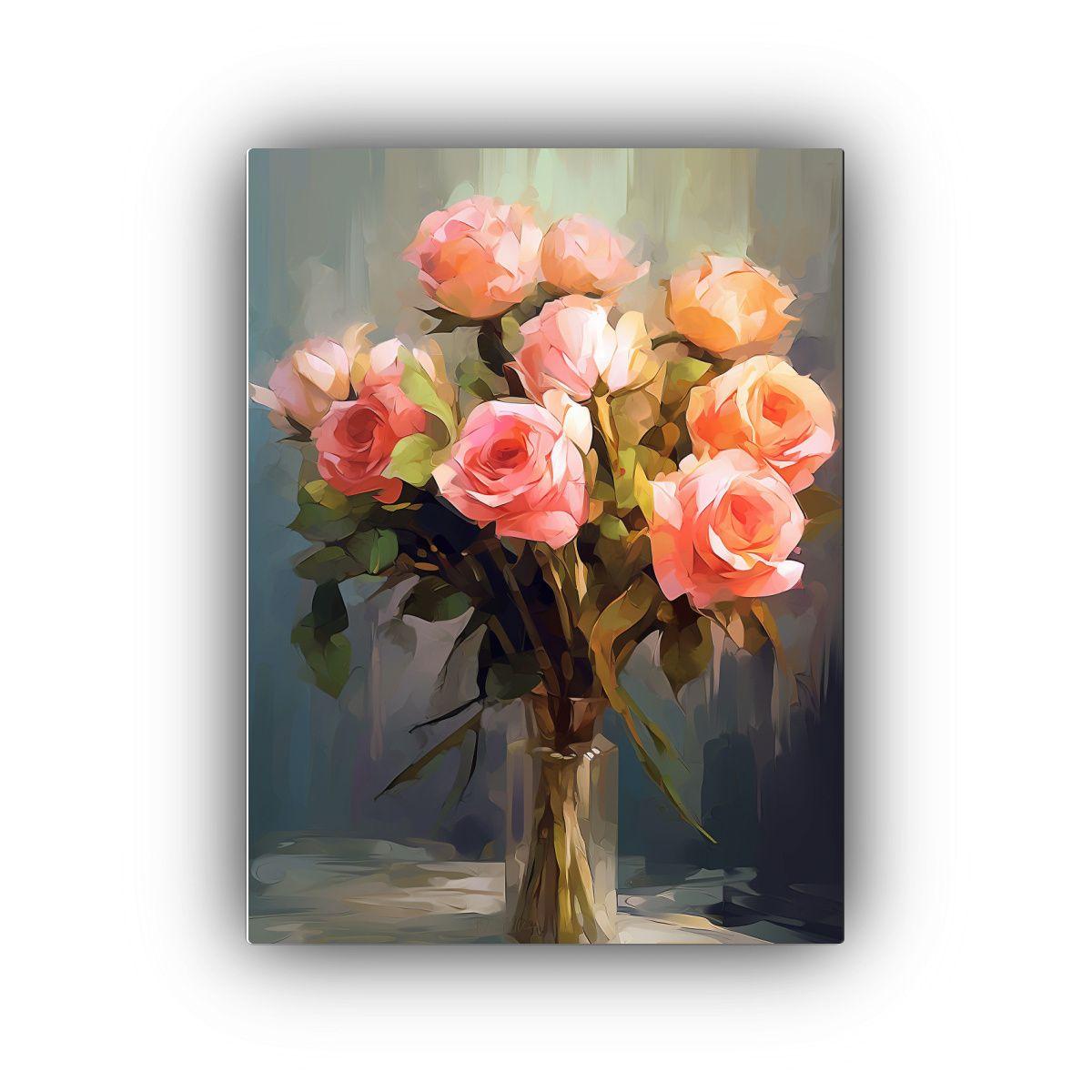 Cuadro De Decoración Bouquet De Rosas En Detalle 80x120cm-0