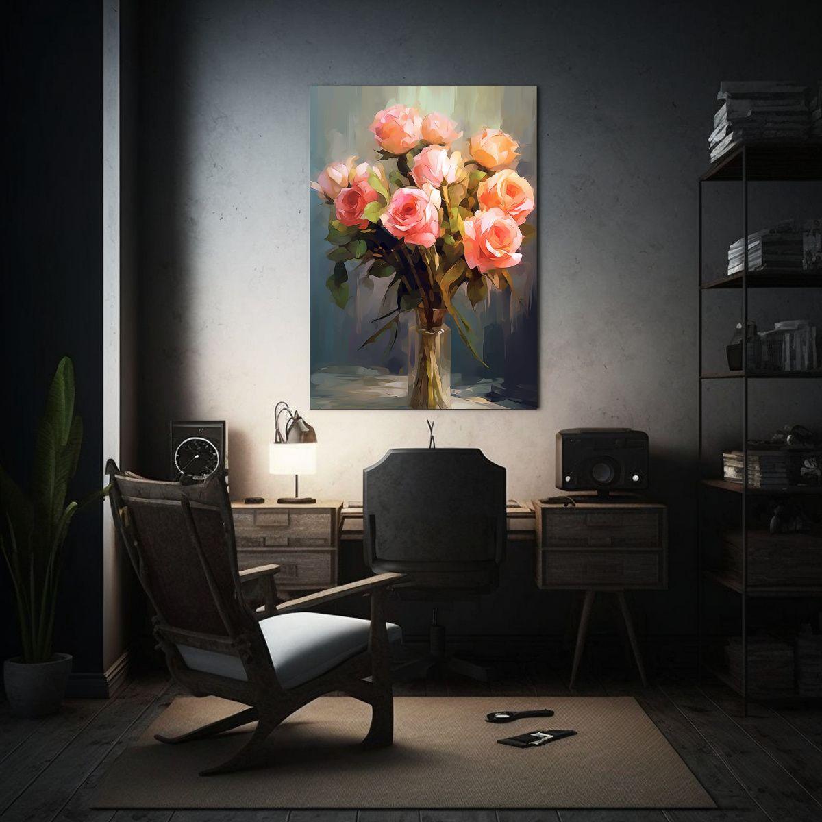 Cuadro De Decoración Bouquet De Rosas En Detalle 80x120cm-2