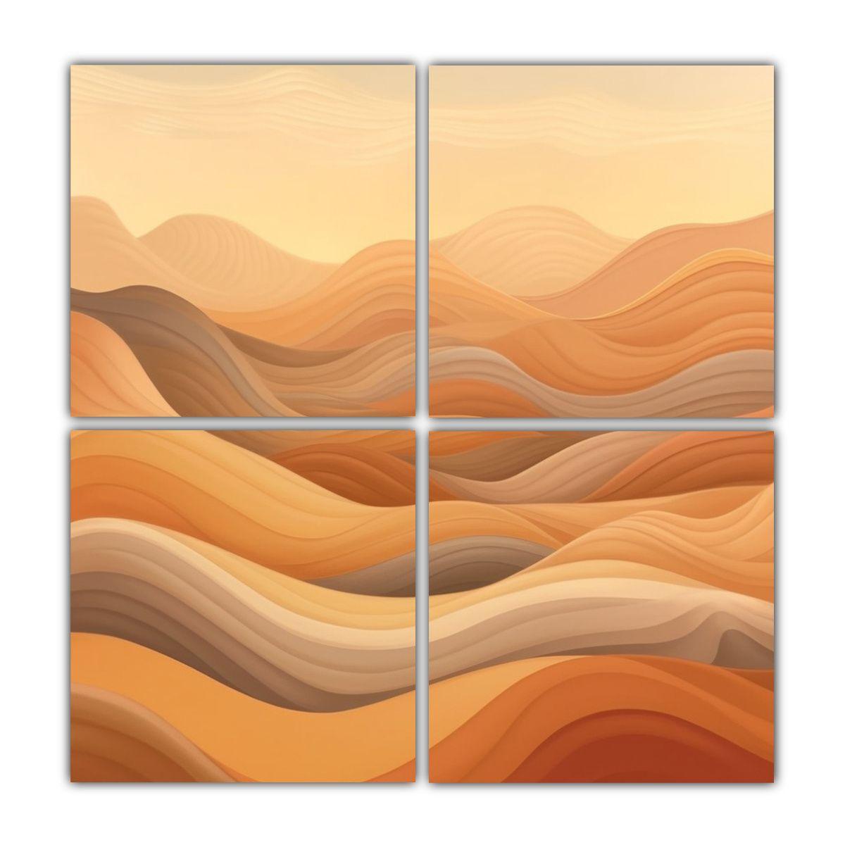 4 Cuadros Estilo Galería Espacio Un Paisaje 140x140 Cm-0