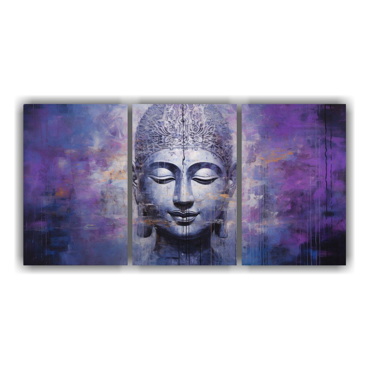 Cuadros Vintage Estilo Abstracto Plata Y Morado 60x30 Cm-0