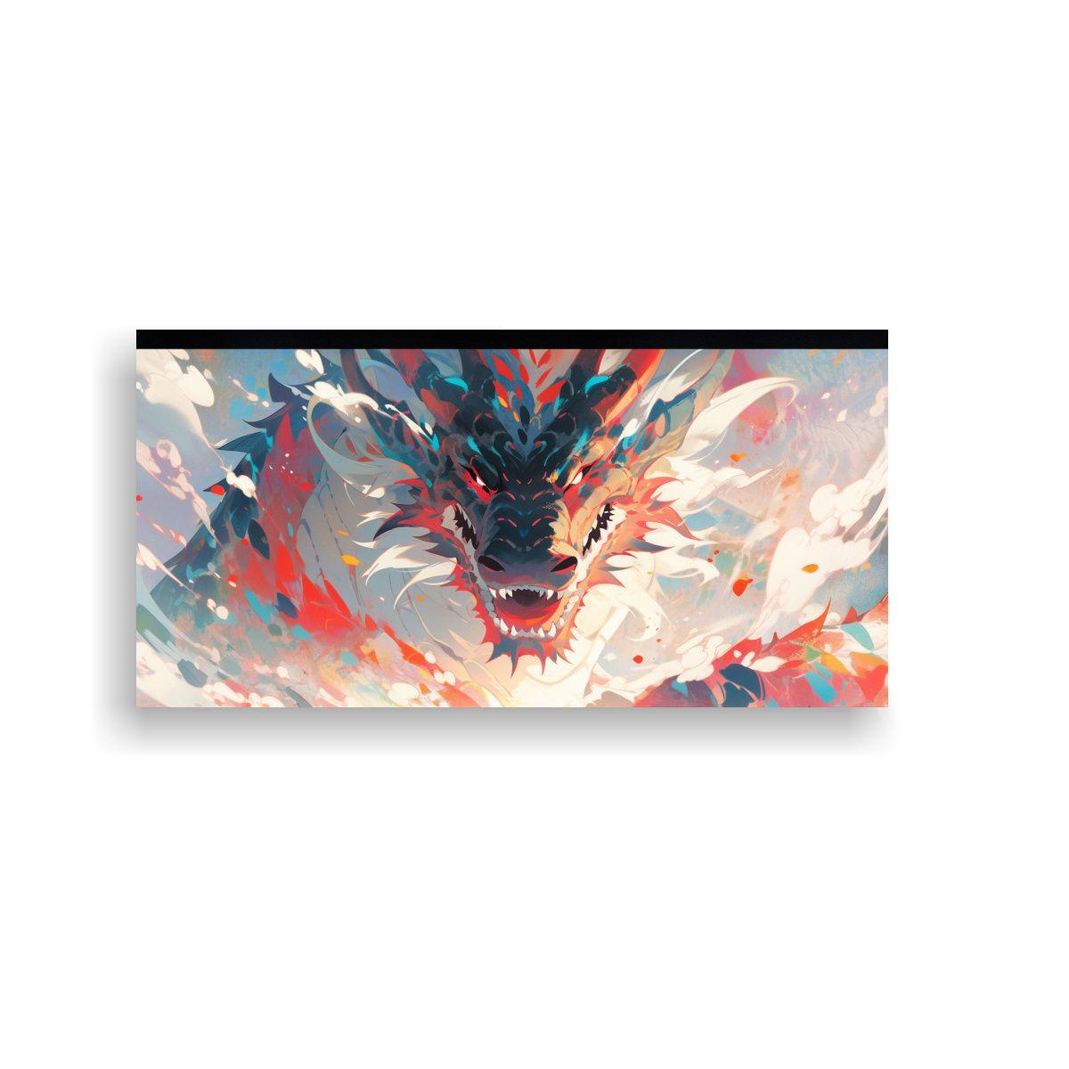 Pintura Decorativa Exclusiva De Dragón En 60x30 Cm-0
