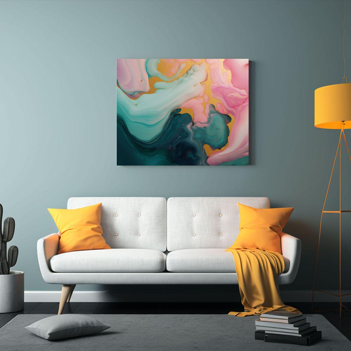 Pinturas Decorativas Abstractas En Rosa Y Verde 60x40cm-2