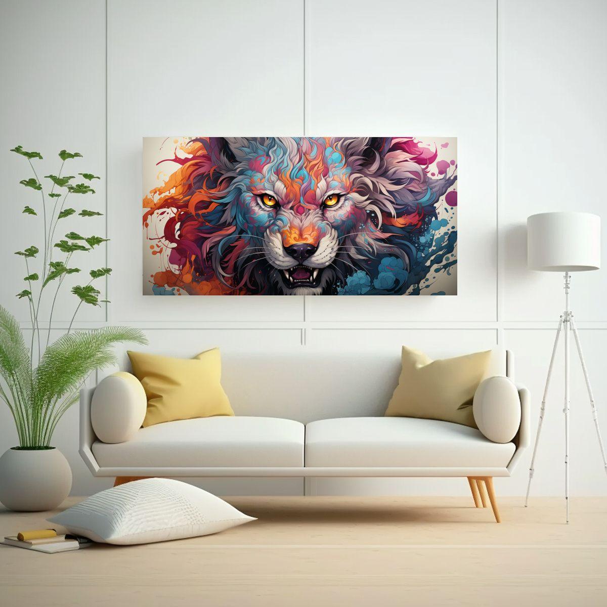 Cuadro Tela En Bastidor Sala Chimera Cromática Y  100x50cm-2