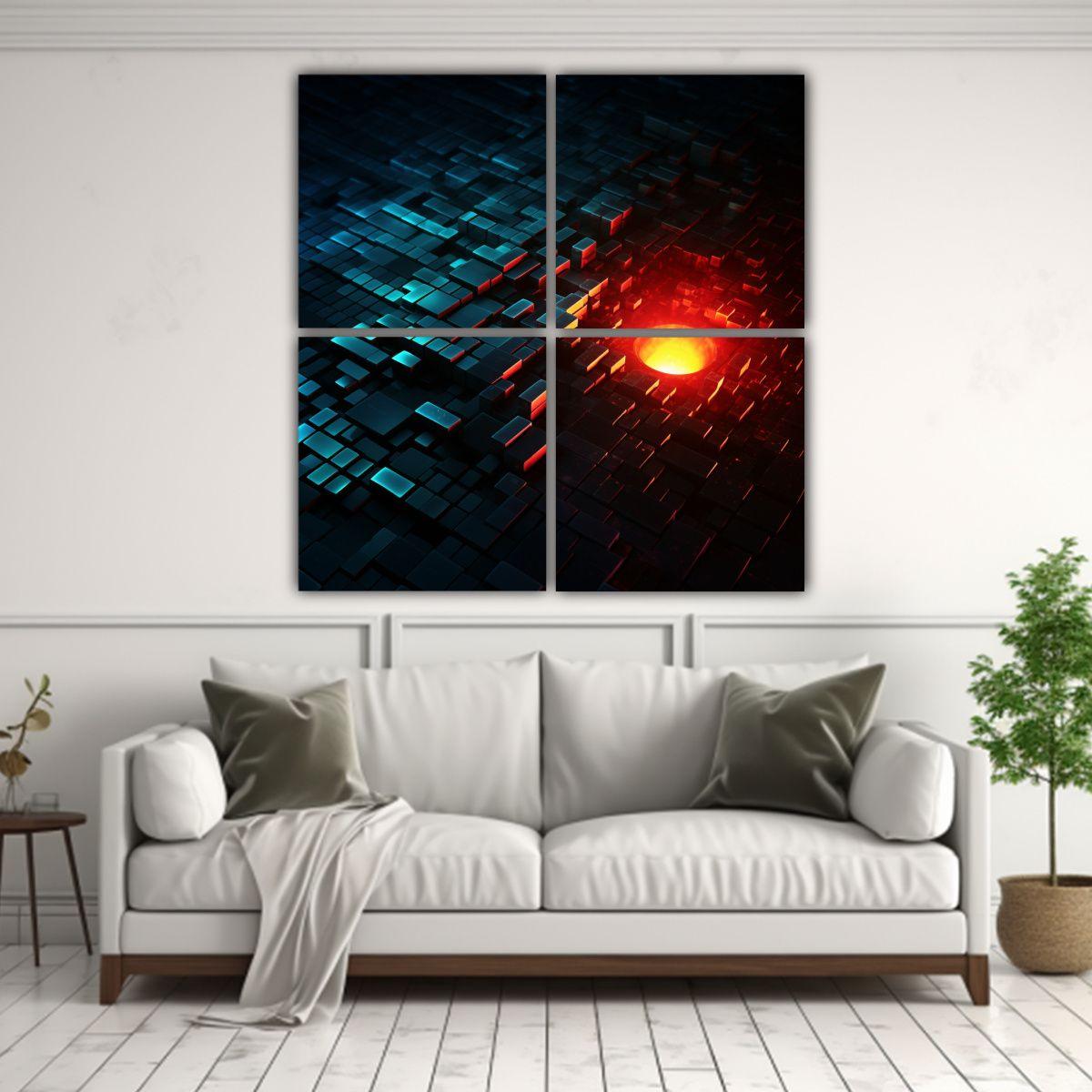 Cuatro Lienzos De Tela Decorativos, Imagen De 180x180 Cm-2
